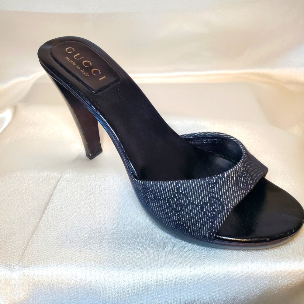 Gucci Monogram Black Mules / Heels